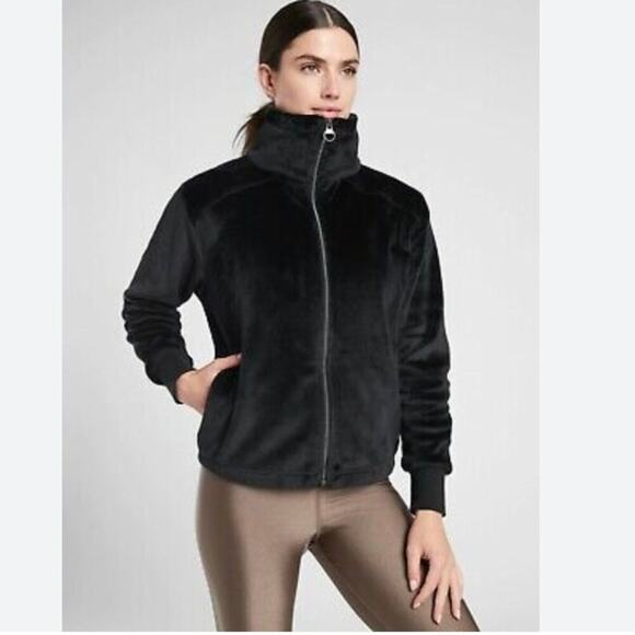 Athleta Double Cozy Karma Recover Plush Zip Jacket Back XL - Picture 1 of 7